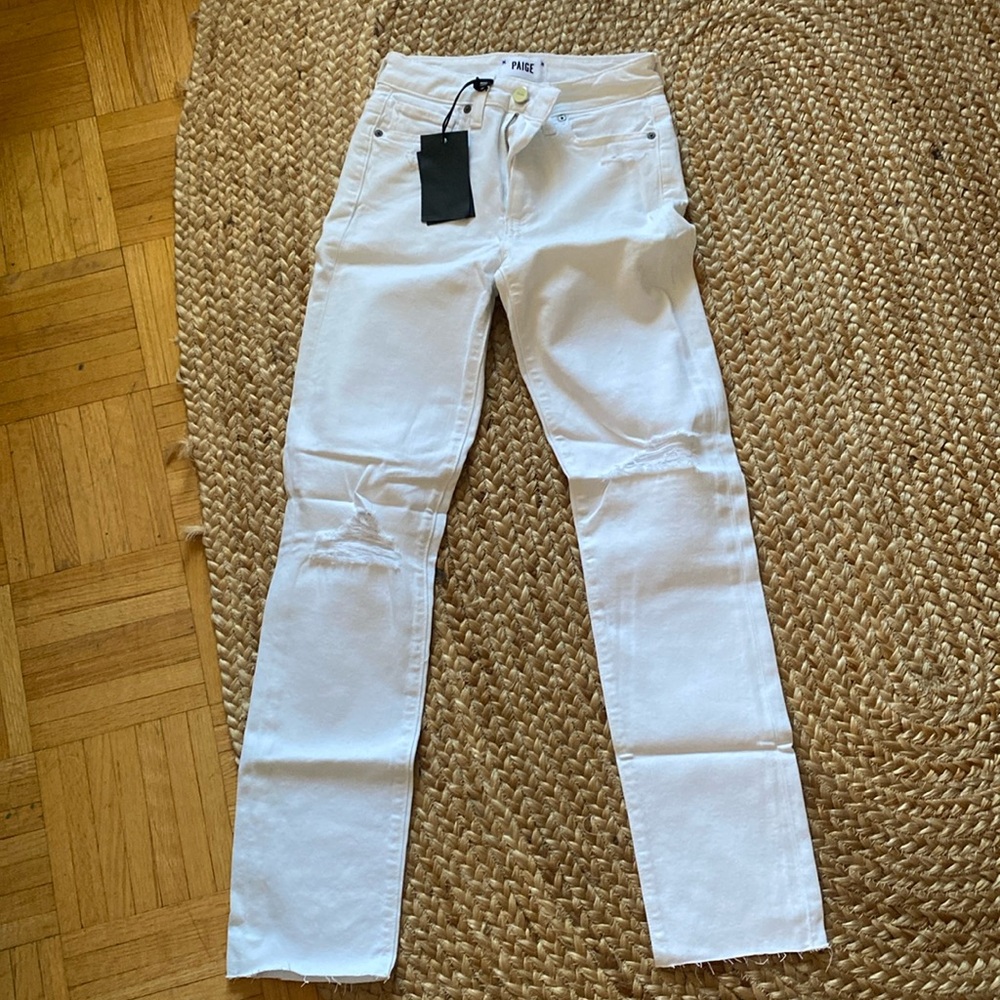 PAIGE “Hoxton” Slim Bianca White Denim Jeans - NWT!